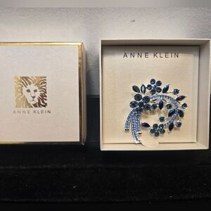 Anne Klein Midnight Blue Crystal Brooch New In Box